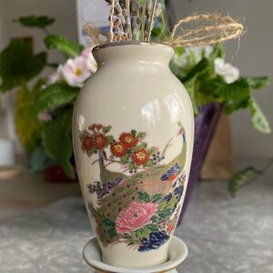 Vase, Floral Ceramic with Colorful Design